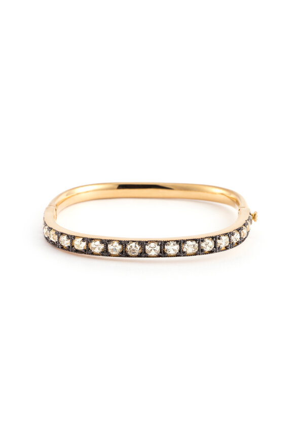 Sylva & Cie 18k Yellow Gold Diamond Square Bangle - view 1