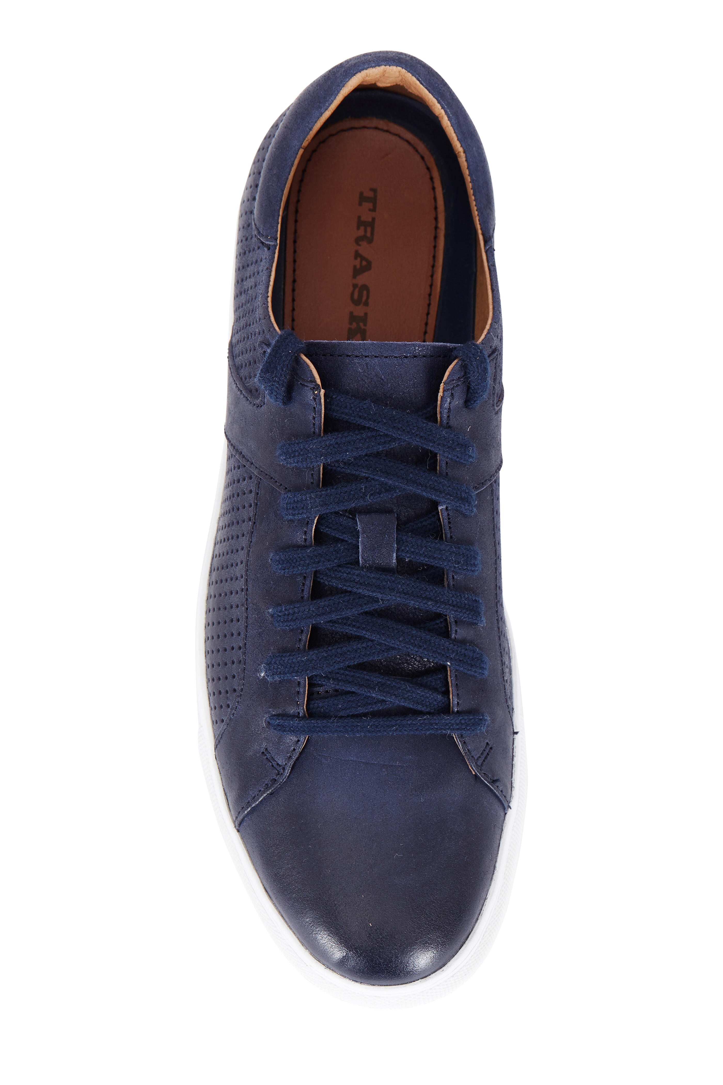 Trask Aaron Navy Blue Perforated Leather Sneaker