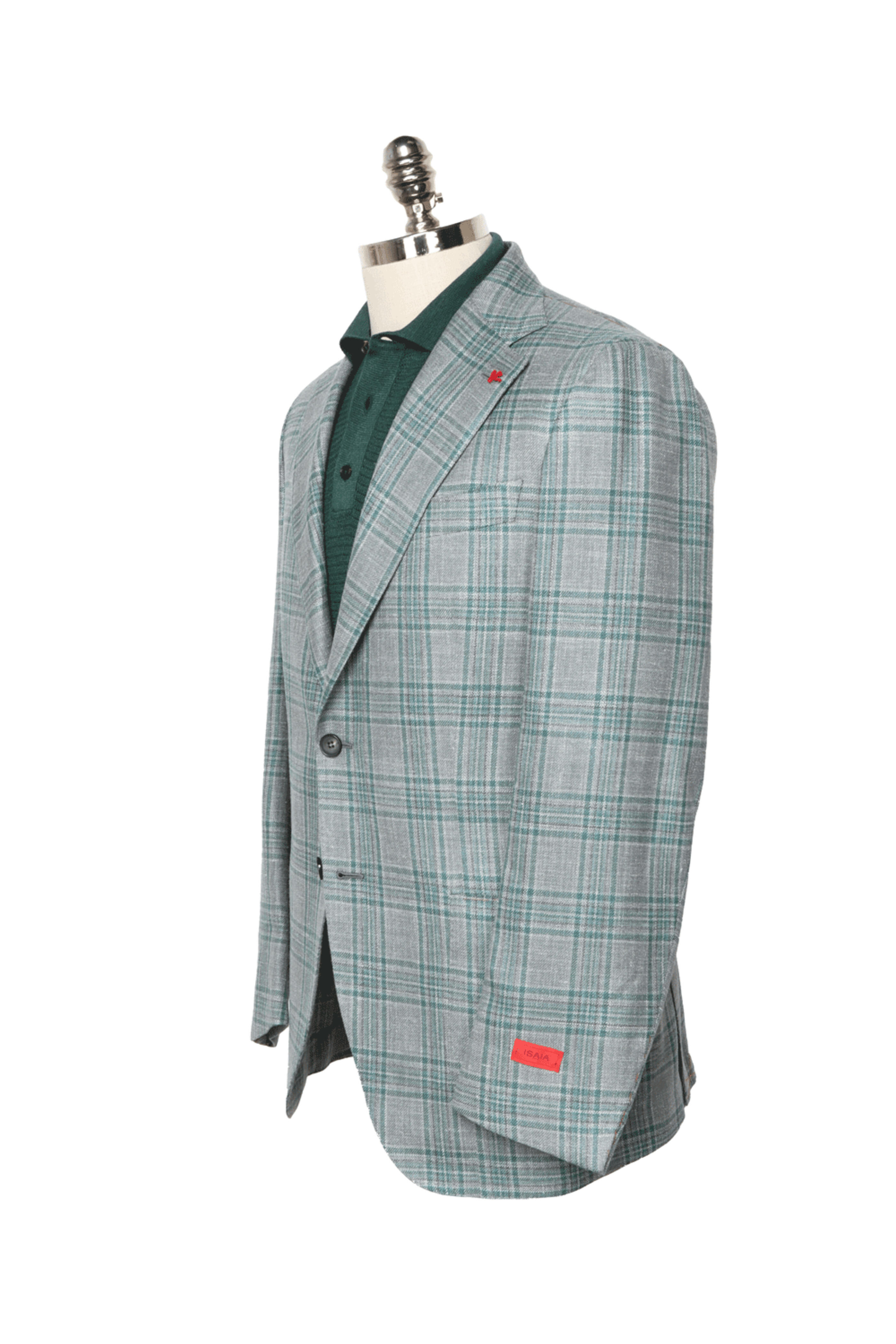 Isaia - Mid Gray & Forest Green Plaid Sportcoat
