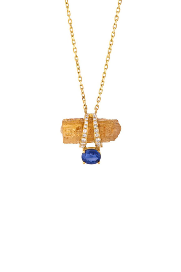 Clara Chehab Small Oracle Blue & Yellow Gemstone Necklace