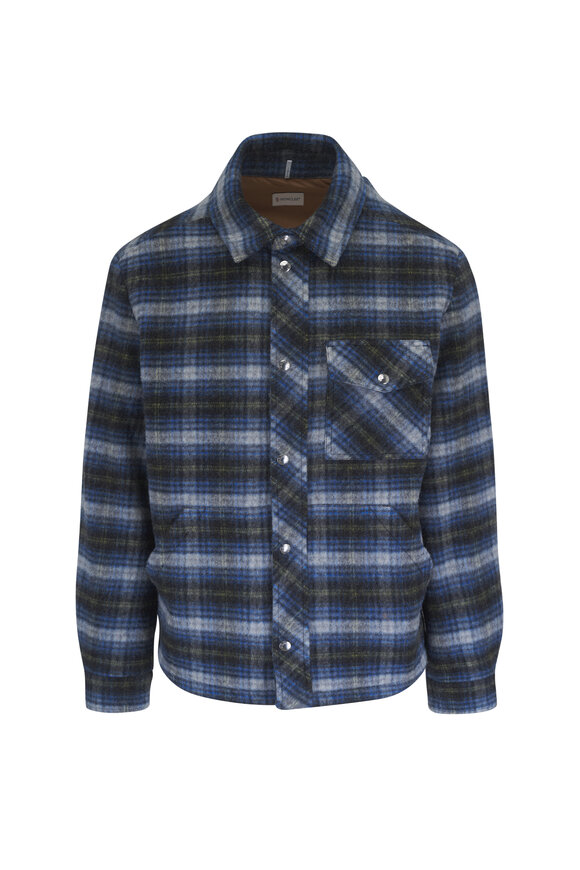 Moncler Blue Plaid Wool Overshirt - view 1