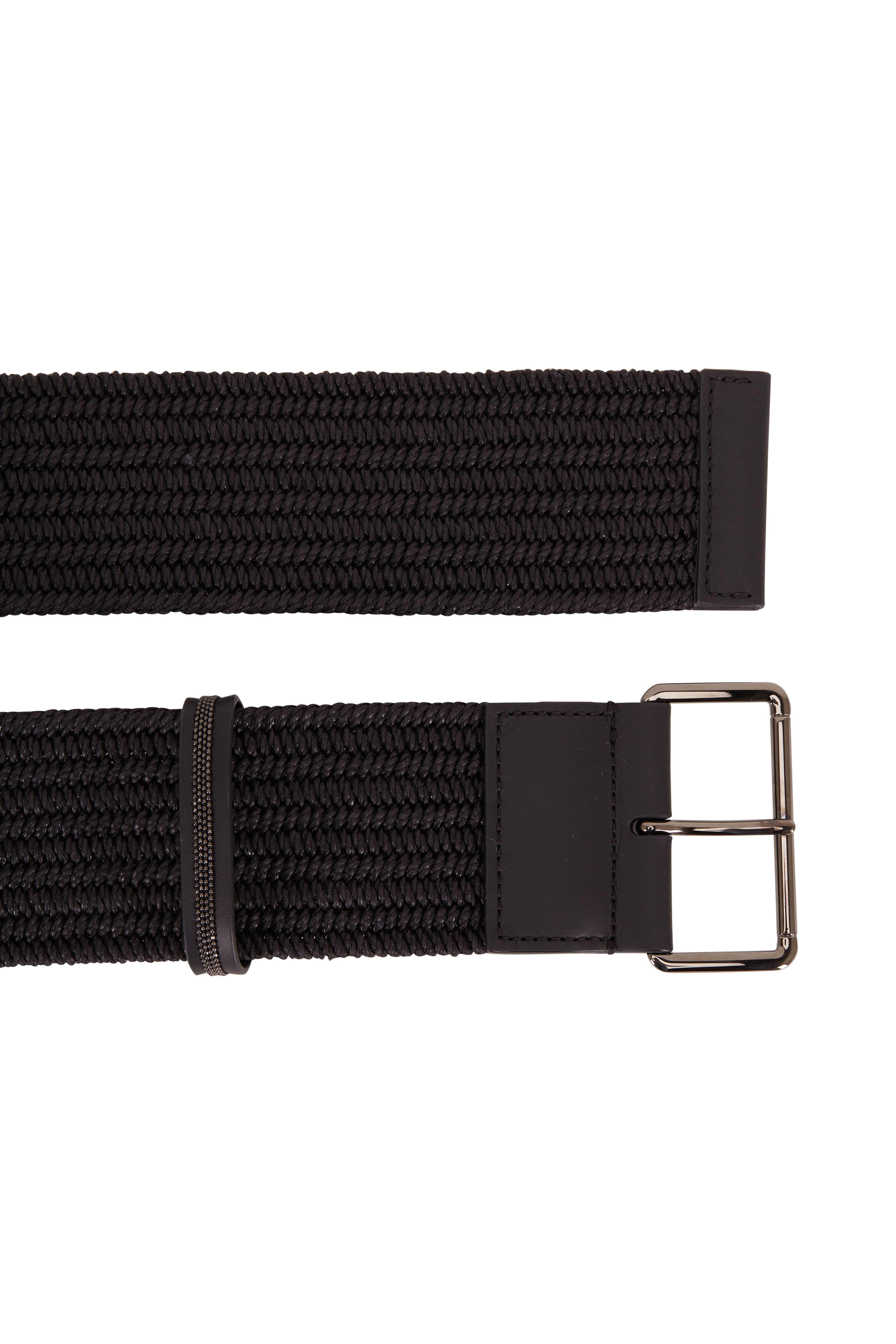 Brunello Cucinelli - Black Wide Raffia Single Monili Loop Belt