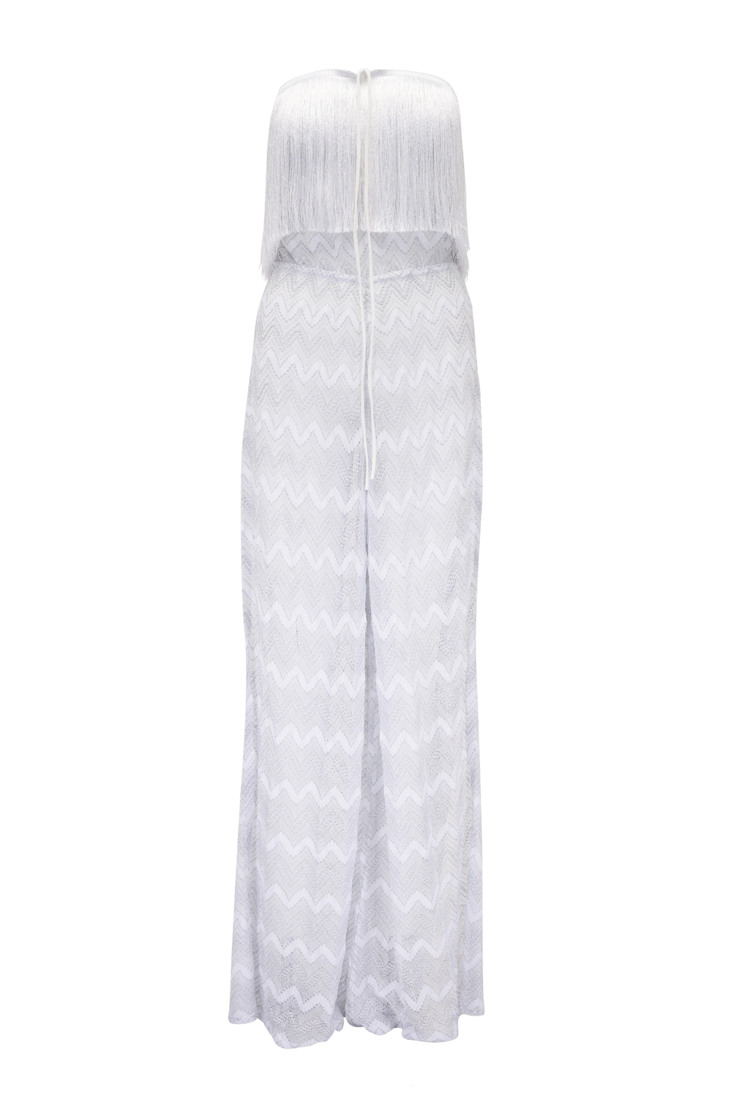 Missoni - Zigzag White Fringe Lamé Jumpsuit