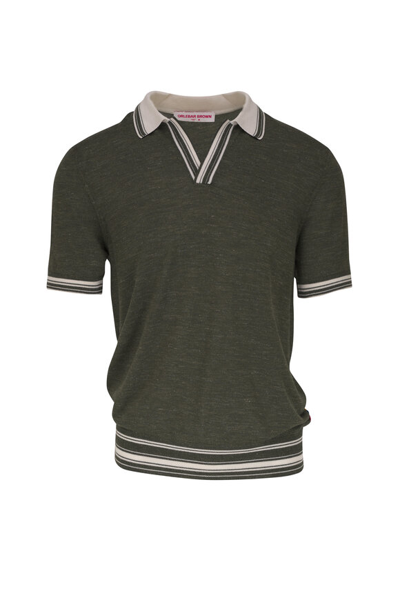 Orlebar Brown Horton Green & White Tipped Polo 