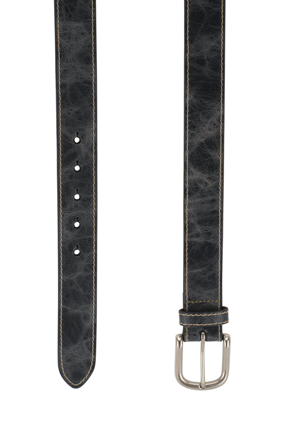 Torino - Shrunken Grain Leather Charcoal Belt