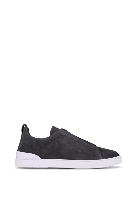 Zegna Triple Stitch Gray Suede Low Top Sneaker - view 3