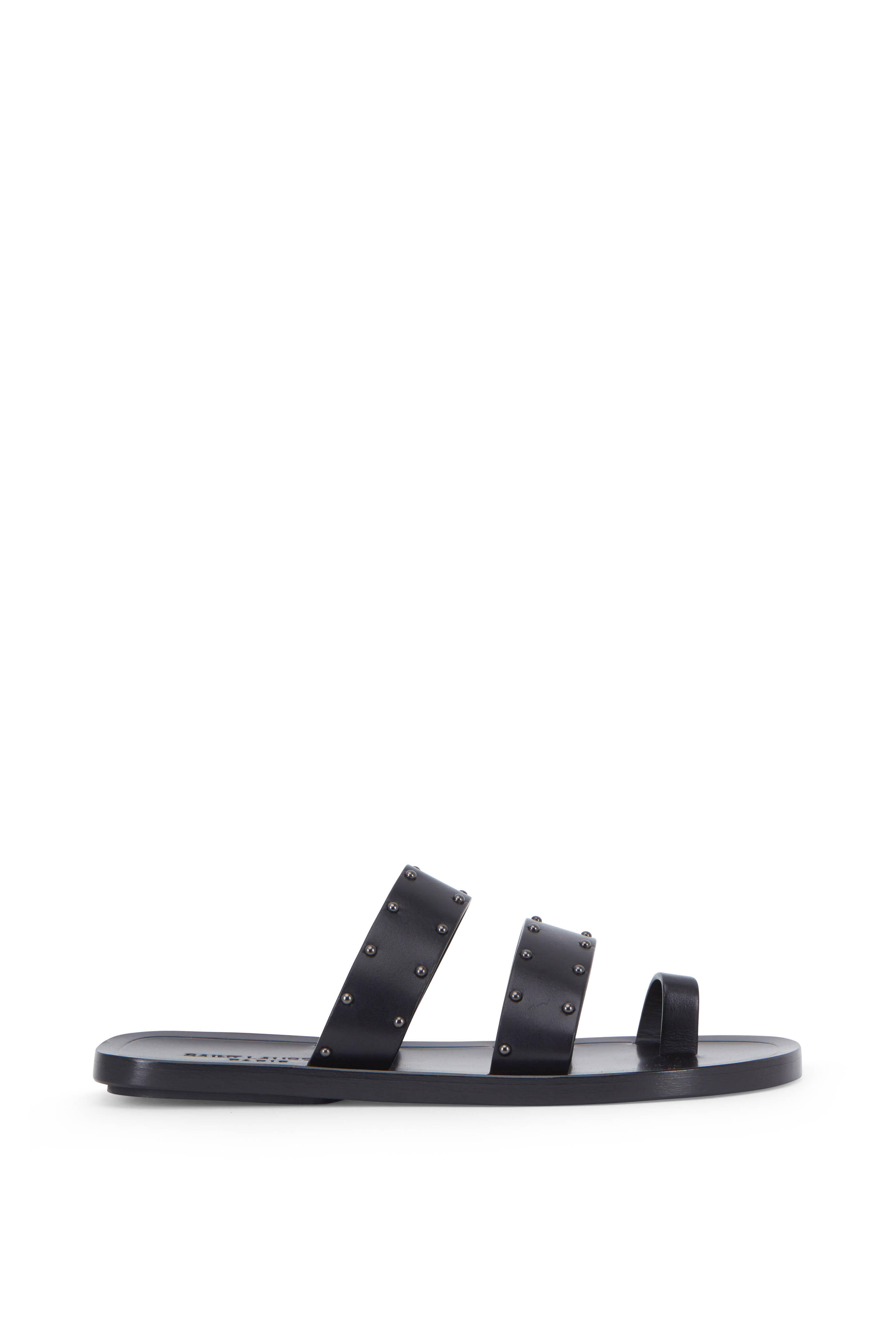 Saint Laurent - Ashton Black Studded Toe-Ring Sandal