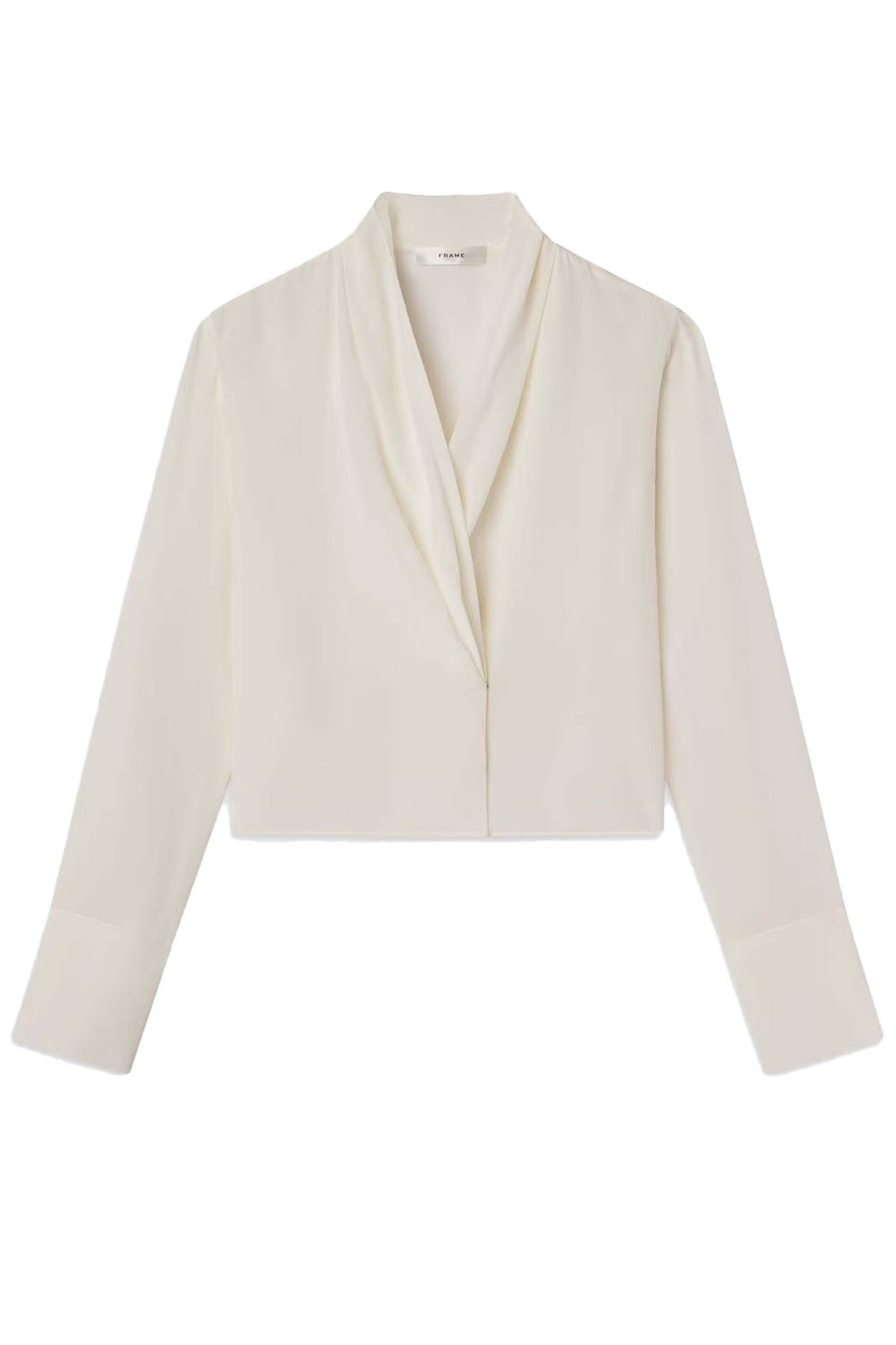 Frame - Shawl Collar Blouse in Cream