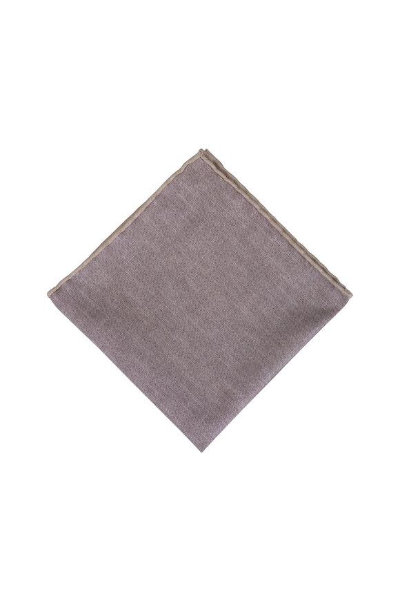 Paolo Albizzati Solid Red & Brown Cotton & Silk Pocket Square - view 2