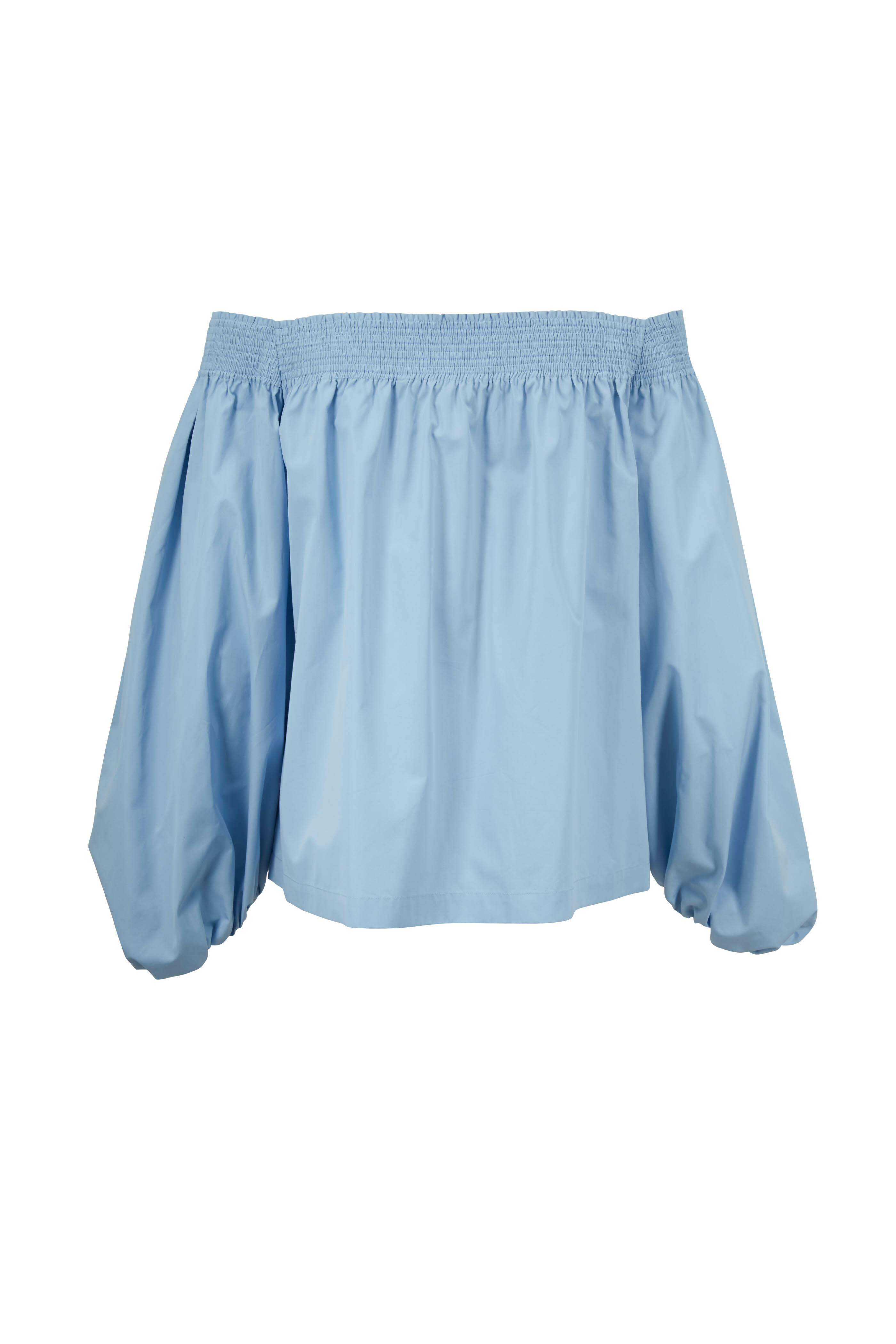 Derek Lam - Pale Blue Cotton Off-The-Shoulder Blouse
