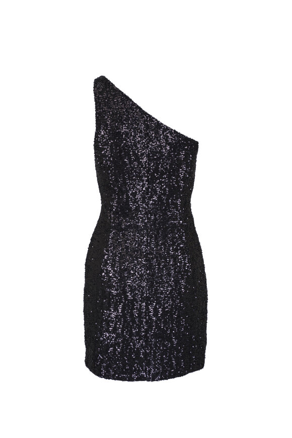 Michael Kors Collection - One Shoulder Black Sequin Mini Dress