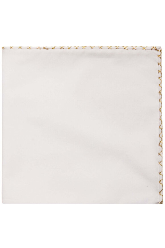 Edward Armah White & Gold Hem Pocket Square