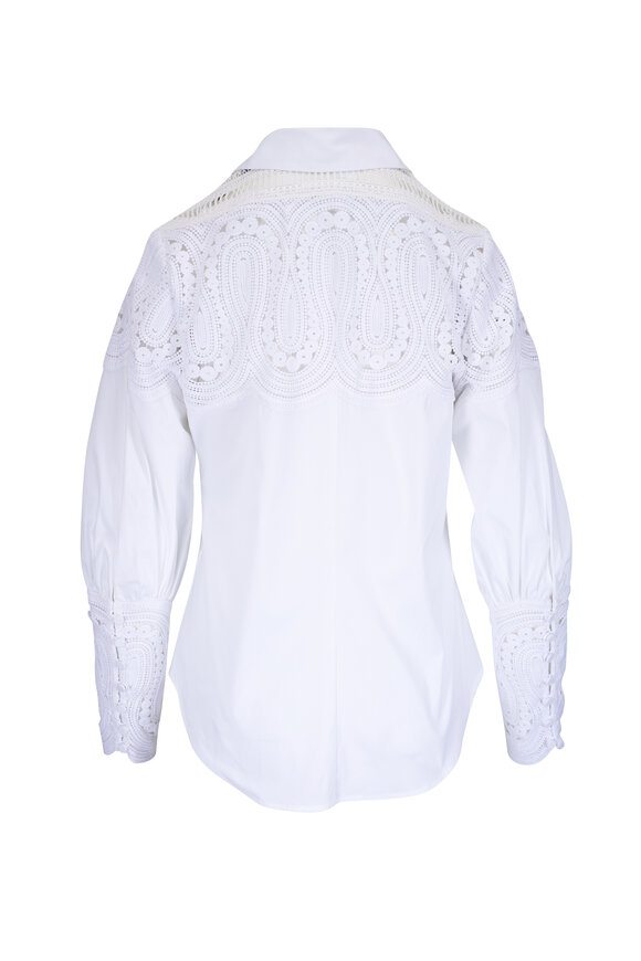 Lela Rose - Ivory Lace Button Down Top