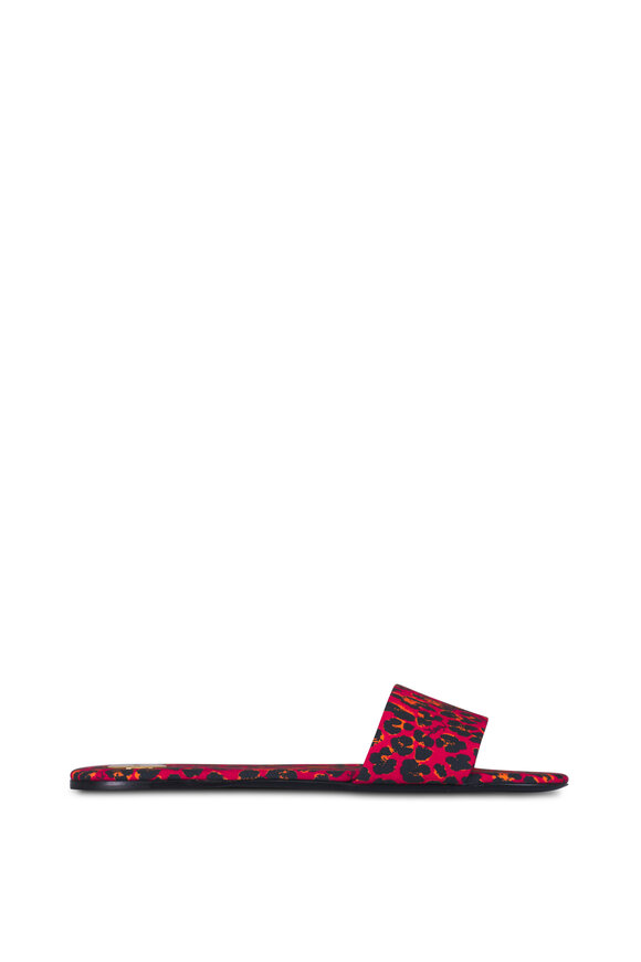 Saint Laurent Carlyle Rosso Multi Animal Print Slide - view 3