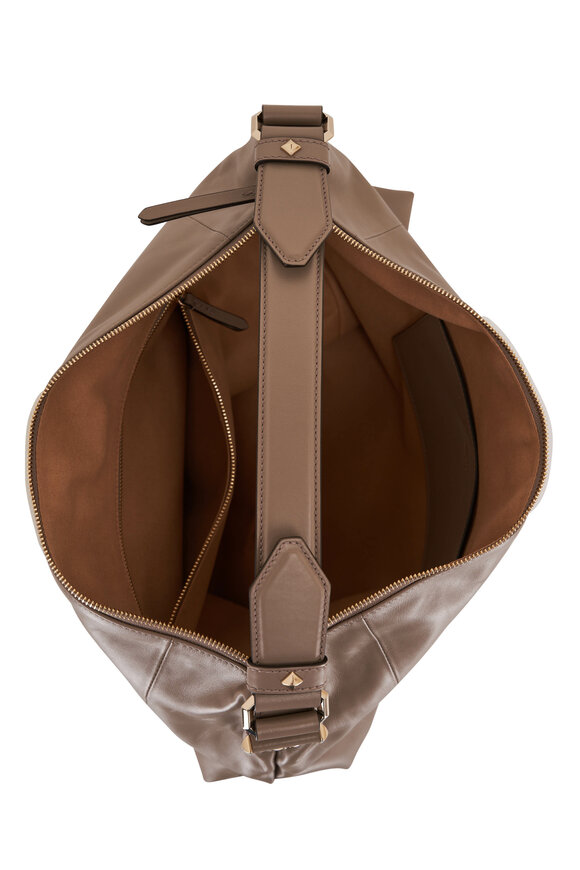Jimmy Choo - Ana Taupe Leather Hobo Bag