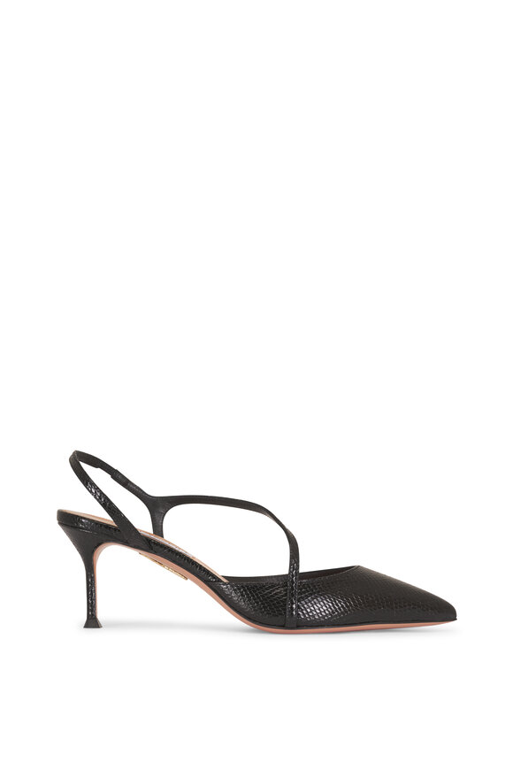 Aquazzura Dynasty Black Embossed Leather Slingback, 65mm - view 3