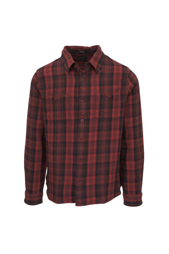 AG Burgundy Plaid Cotton Sport Shirt