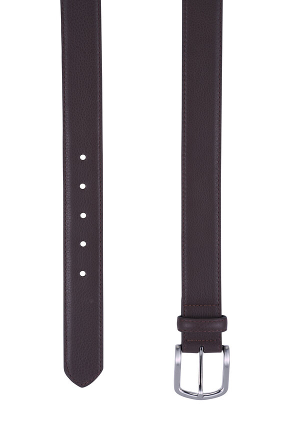 W Kleinberg Chocolate Pebbled Leather Belt - view 2
