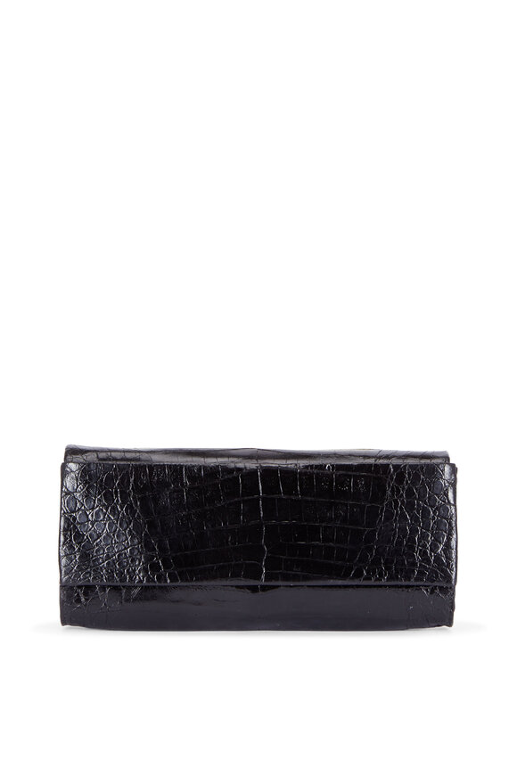 Nancy Gonzalez - Black Crocodile Hand-Held Clutch 