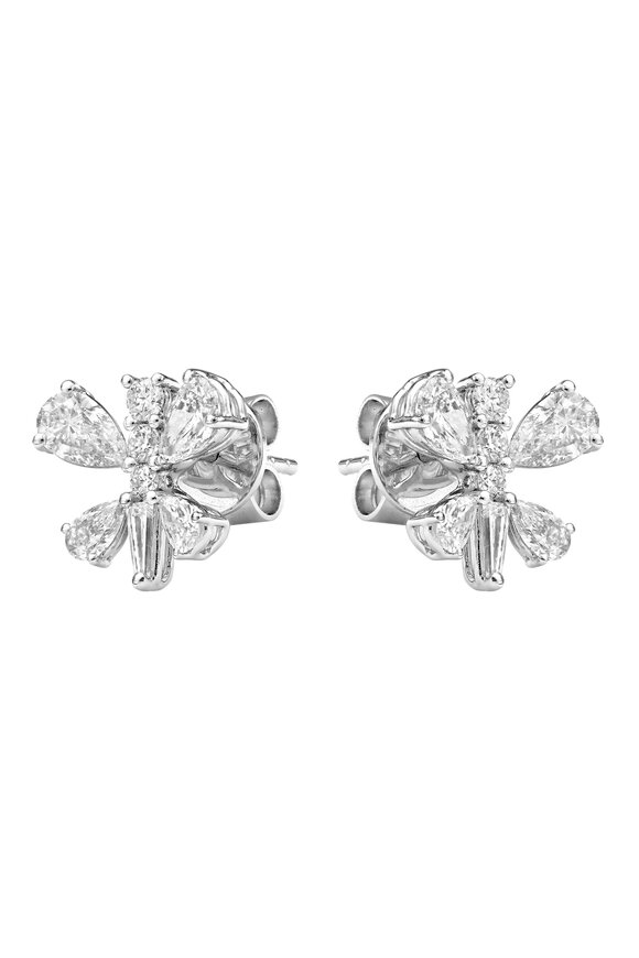 Ruchi 18k White Gold Pear Shape Diamond Stud - view 2