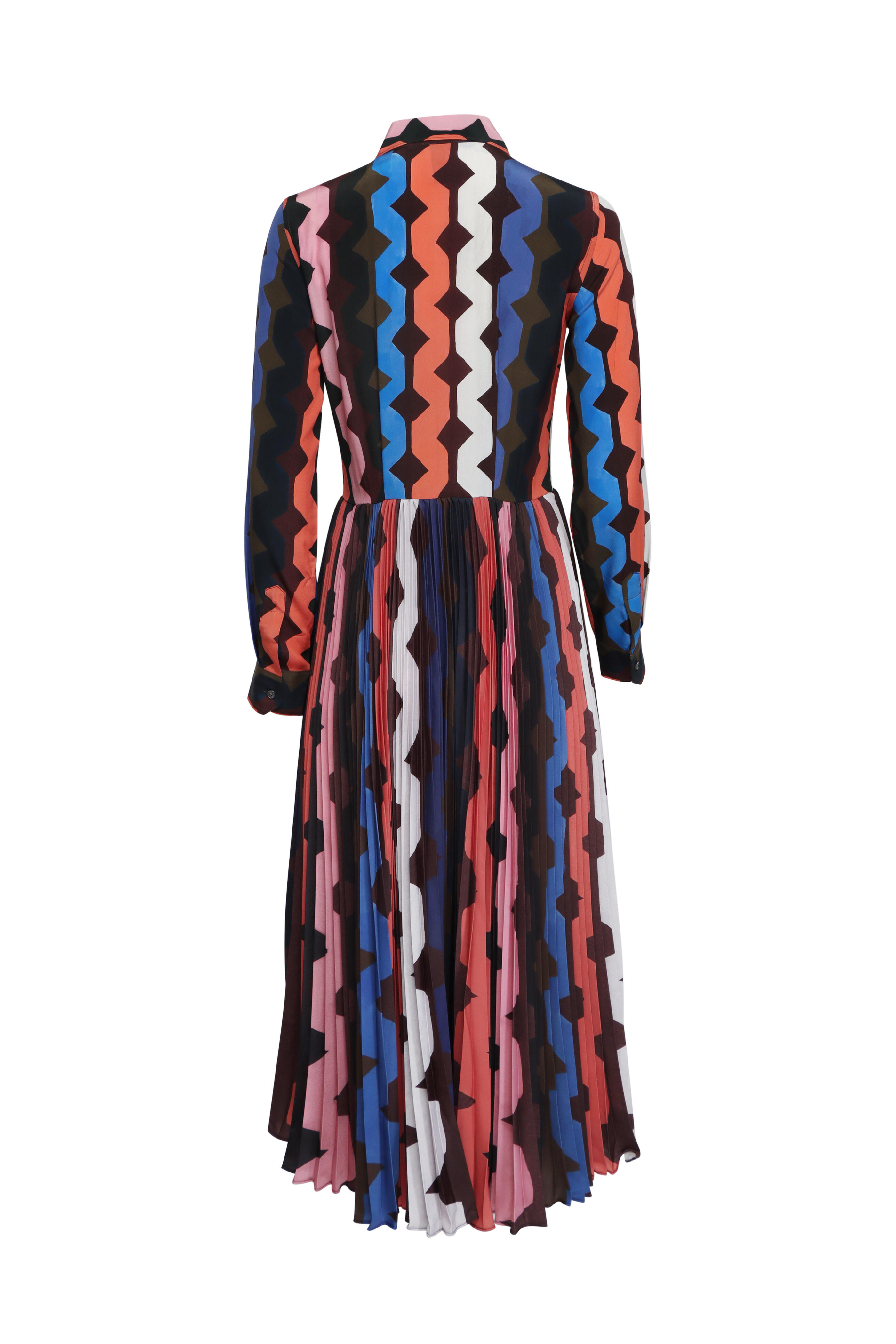 Sara Roka - Tosca Dark Zig Zag Aline Midi Shirtdress