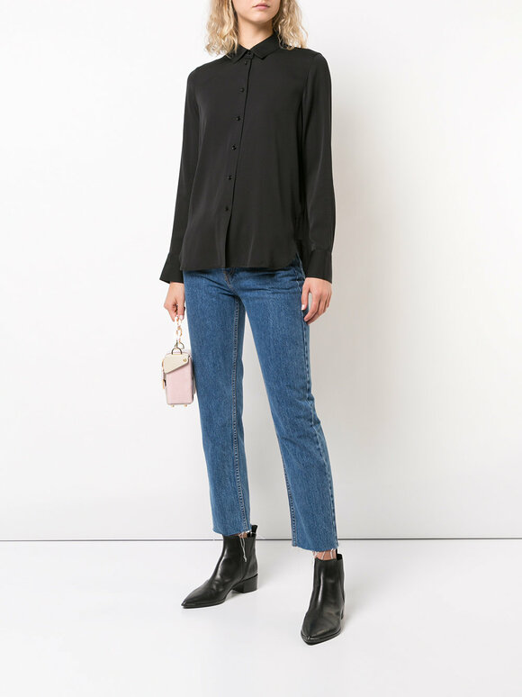 Vince Black Stretch Silk Blouse - view 2