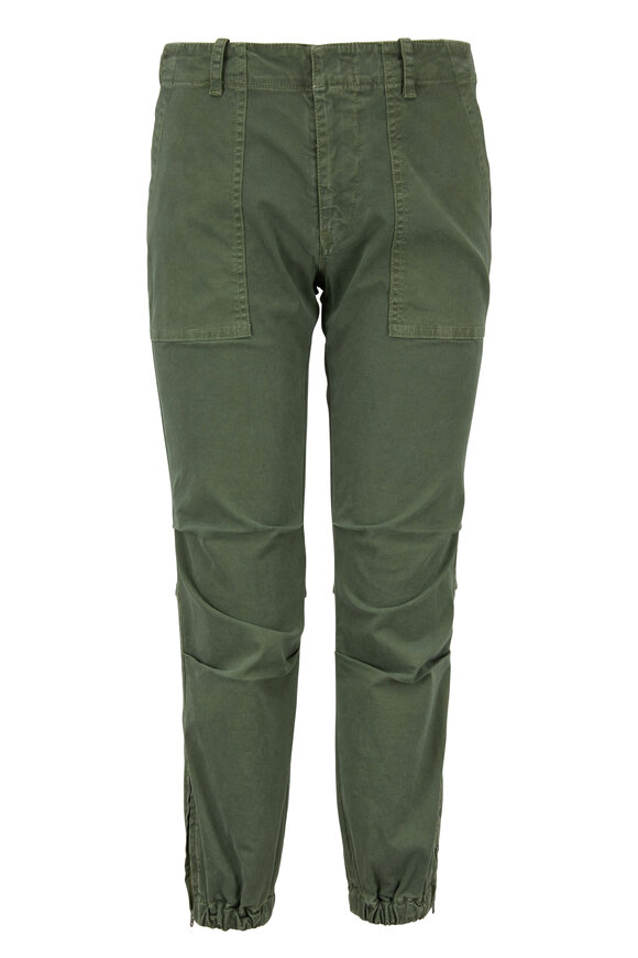 Nili Lotan Camo Green Twill Cropped Military Pant