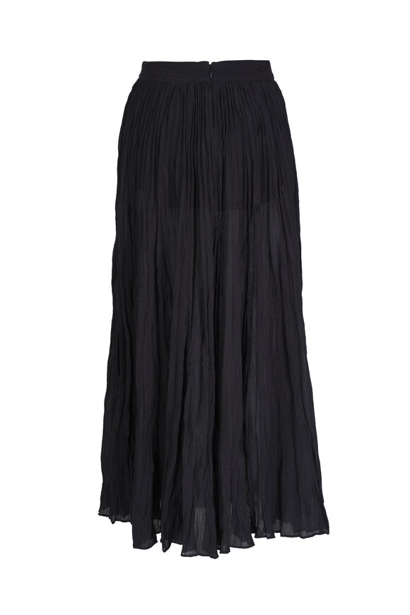 Totême - Crinkled Black Plissé Maxi Skirt 