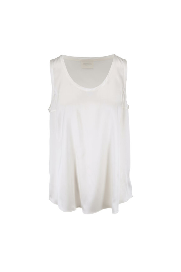 Tシャツ・カットソー BRUNELLO CUCINELLI JERSEY SLEEVELESS TOP WITH MONILI Top with monili for Woman in Ivory | Brunello Cucinelli