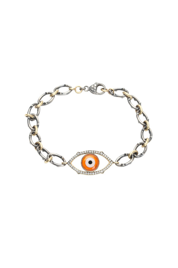 Sylva & Cie - 18K Gold & Silver Agate Evileye Thorn Bracelet