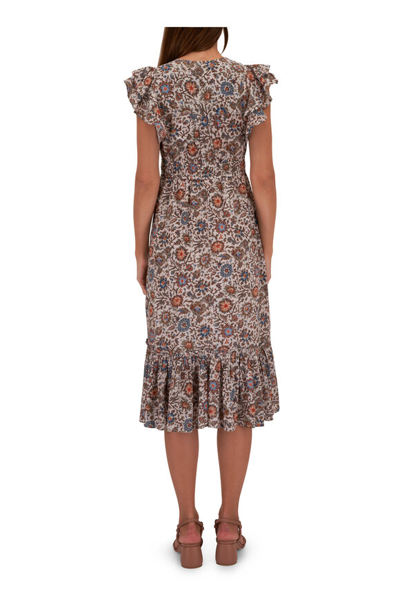 Veronica Beard - Dolci Etched Floral Print Ecru Dress 