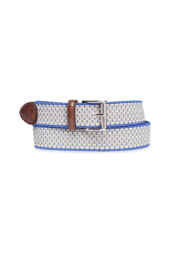 The Luxe Group, Llc Dba L.e.n Tan & Blue Dotted Braid Belt - view 1
