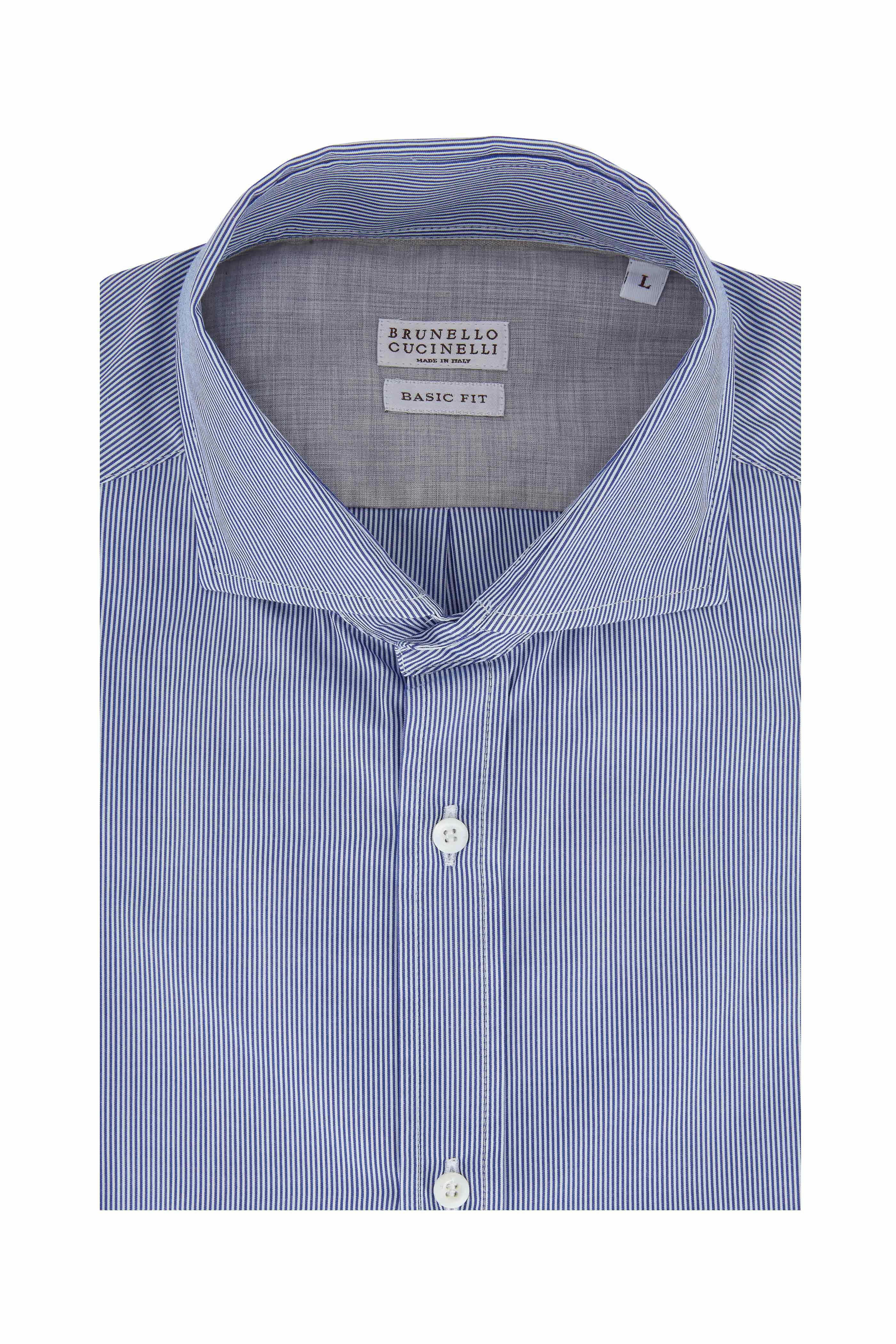 【関税・送料込み】Brunello Cucinelli Striped Crop T-Shirt Brunello Cucinelli - Navy & White Fine Striped Basic Fit