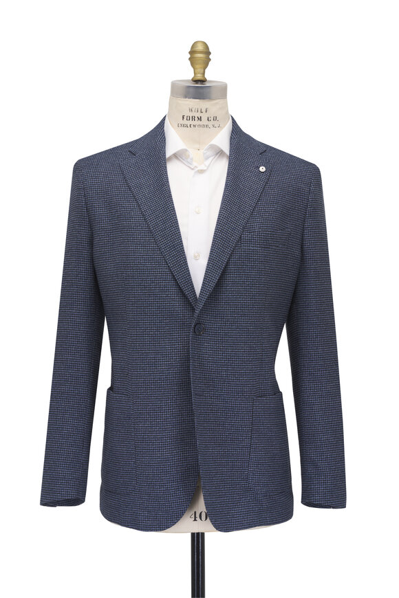 L.B.M. 1911 Blue & Navy Houndstooth Cotton Sportcoat - view 2