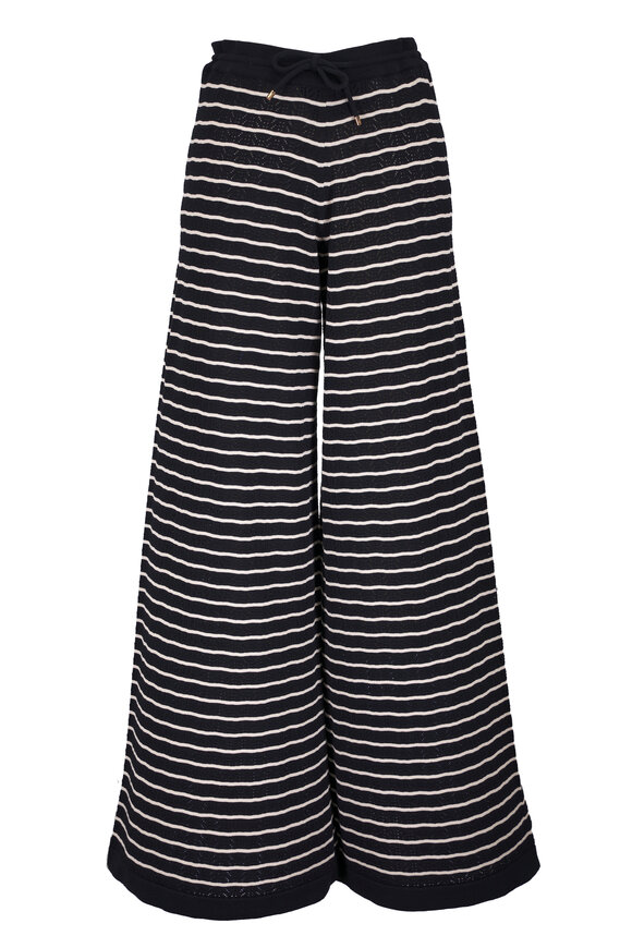 Agnona Black & Greige Perforated Stitch Drawstring Pant - view 1