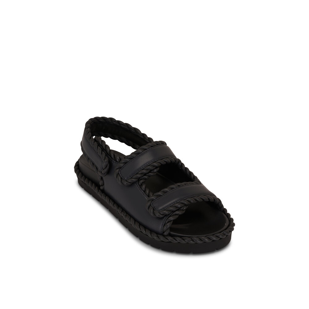 Bottega Veneta - Jack Lagoon Black Braided Leather Sandal