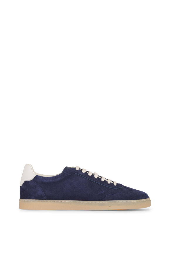 Brunello Cucinelli Navy Suede Sneaker - view 4