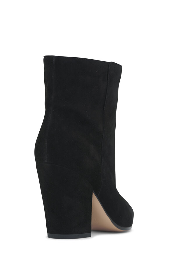 Gianvito Rossi - Stivale Black Suede Chunky Heel Bootie, 75mm