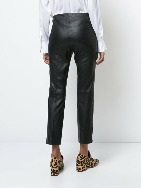 Vince - Black Leather Split Hem Cropped Pant