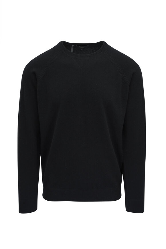 Kinross - Black Cashmere Coverstitch Crewneck Sweater