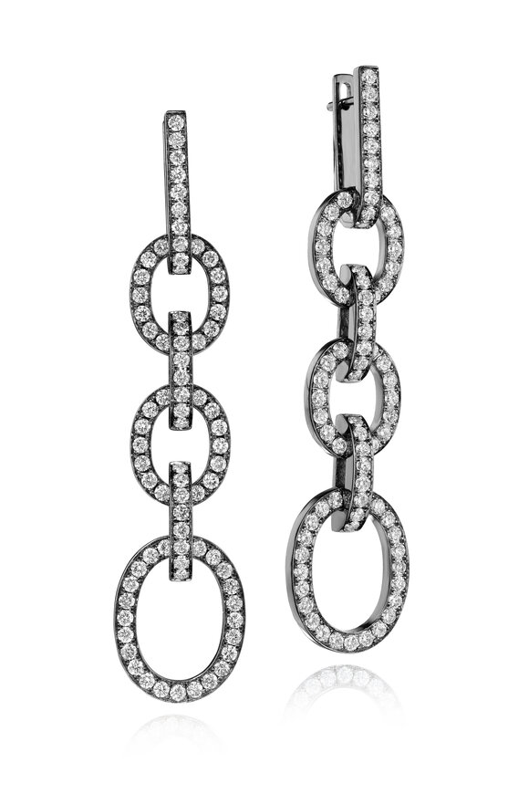 Nam Cho - Diamond Oval Link Detachable Drop Earrings 