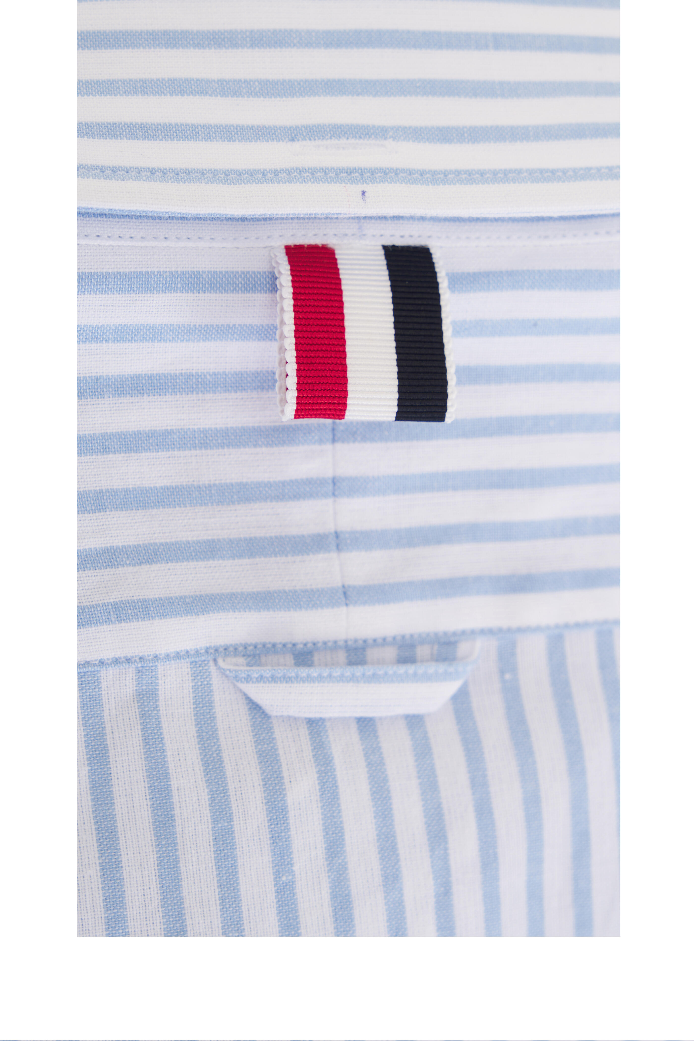 Thom Browne - Madras Blue & White Stripe Armband Sport Shirt