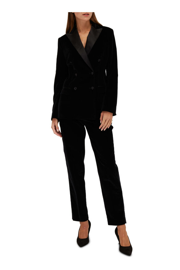 Kiton - Black Velvet Double-Breasted Tuxedo Jacket