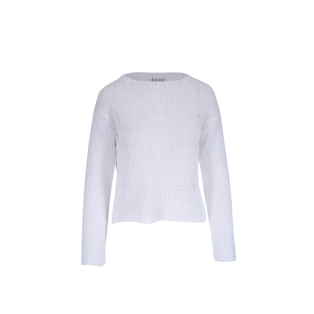 Vince - Optic White Coated Open Knit Sweater | Mitchell Stores