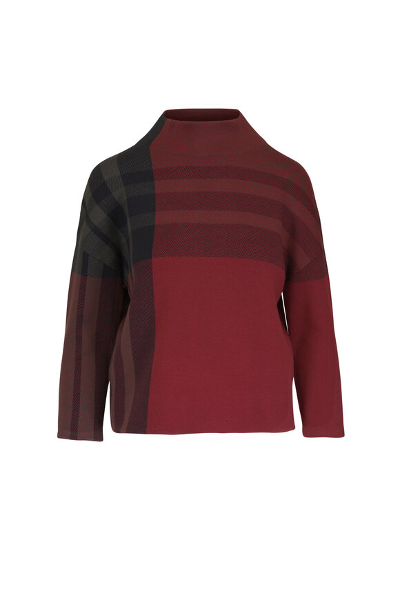 Akris Punto Black & Copper Merino Wool Jacquard Check Sweater - view 1