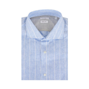 Brunello Cucinelli - Blue Stripe Linen Sport Shirt