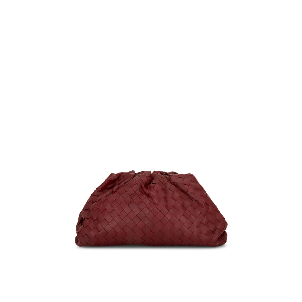 Bottega Veneta - The Pouch Bordeaux Woven Leather Large Clutch