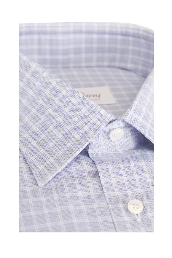 Brioni Gray Plaid Cotton Dress Shirt - view 2