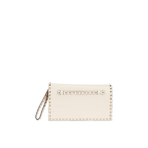 折りたたみ財布 Valentino Garavani Ivory Leather Vlogo Wallet ヴァレンティノ 財布 VALENTINO 二つ折り財布 折り畳み ミニ財布