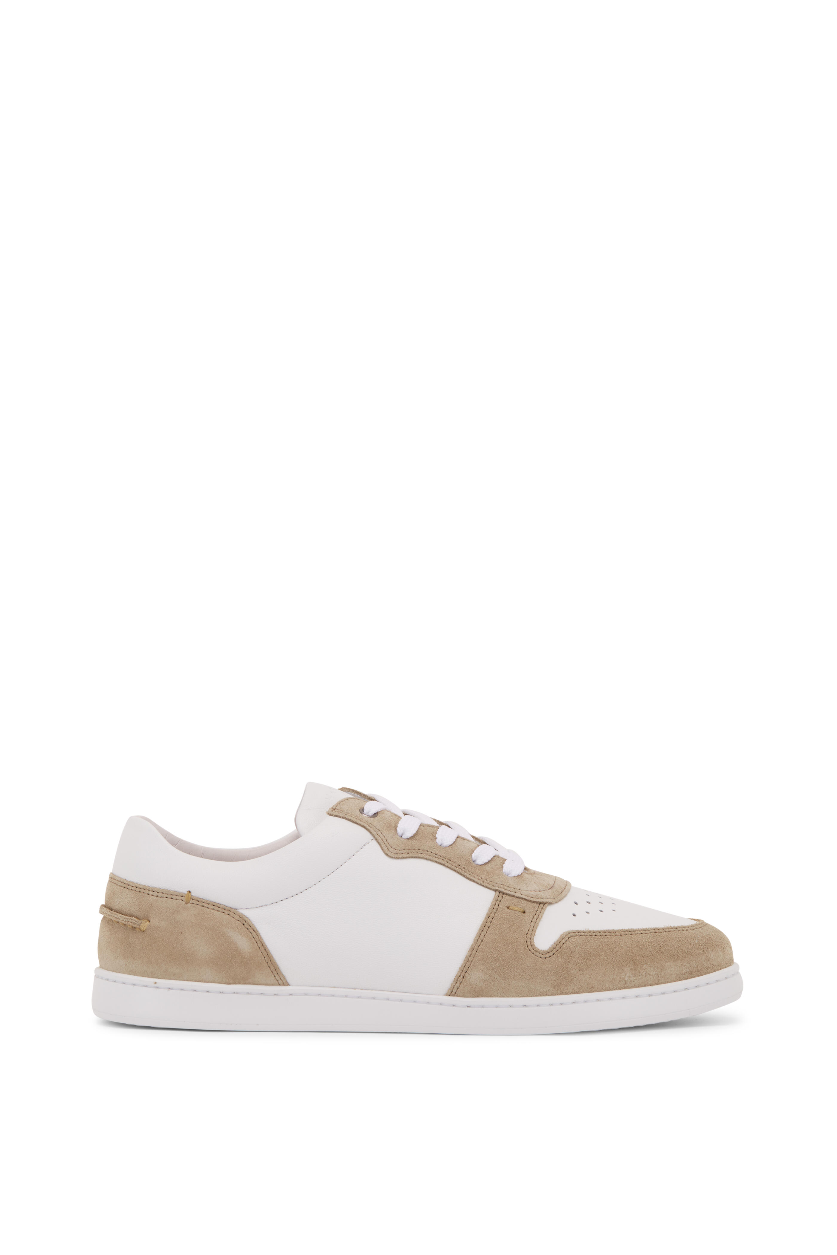 Harrys of London - Ace White & Greige Leather Trainer